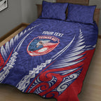 Tasman Bay 2026 Rugby Custom Quilt Bed Set NZ Maori Silver Fern
