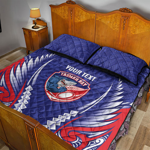 Tasman Bay 2026 Rugby Custom Quilt Bed Set NZ Maori Silver Fern