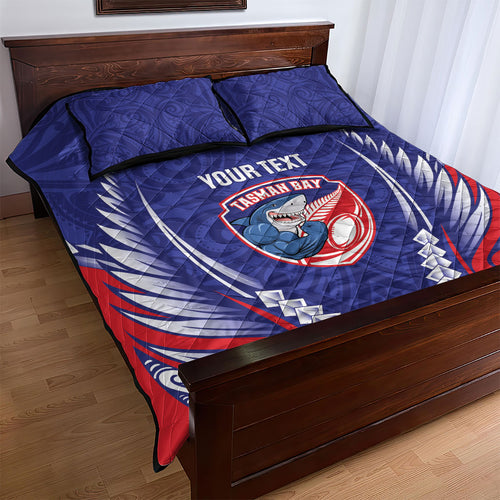 Tasman Bay 2026 Rugby Custom Quilt Bed Set NZ Maori Silver Fern
