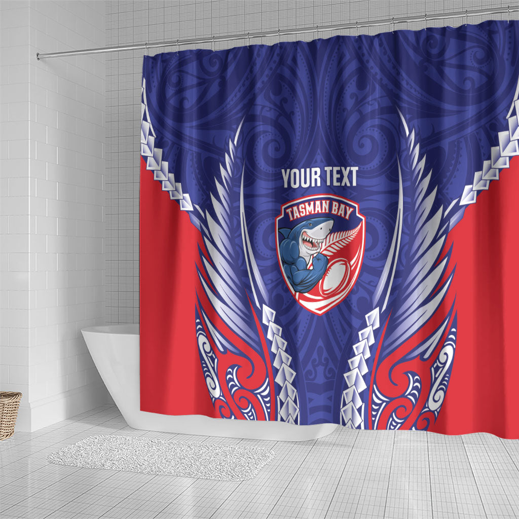 Tasman Bay 2026 Rugby Custom Shower Curtain NZ Maori Silver Fern