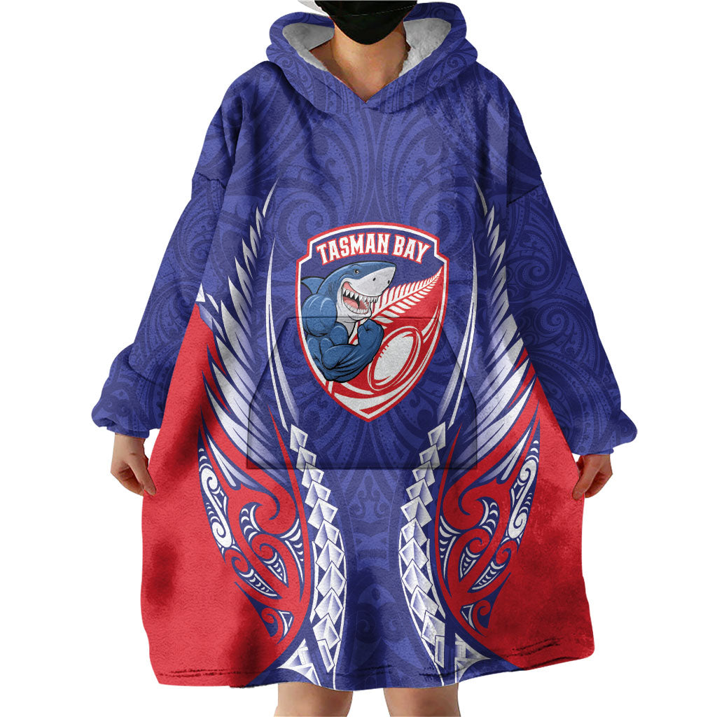 Tasman Bay 2026 Rugby Custom Wearable Blanket Hoodie NZ Maori Silver Fern