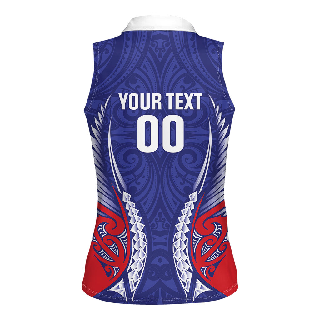 Tasman Bay 2026 Rugby Custom Women Sleeveless Polo Shirt NZ Maori Silver Fern