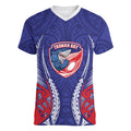 Tasman Bay 2026 Rugby Custom Women V-Neck T-Shirt NZ Maori Silver Fern