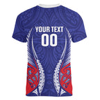 Tasman Bay 2026 Rugby Custom Women V-Neck T-Shirt NZ Maori Silver Fern