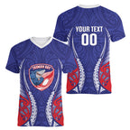 Tasman Bay 2026 Rugby Custom Women V-Neck T-Shirt NZ Maori Silver Fern
