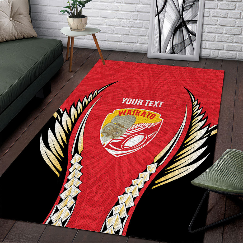 Waikato 2026 Rugby Custom Area Rug NZ Maori Silver Fern