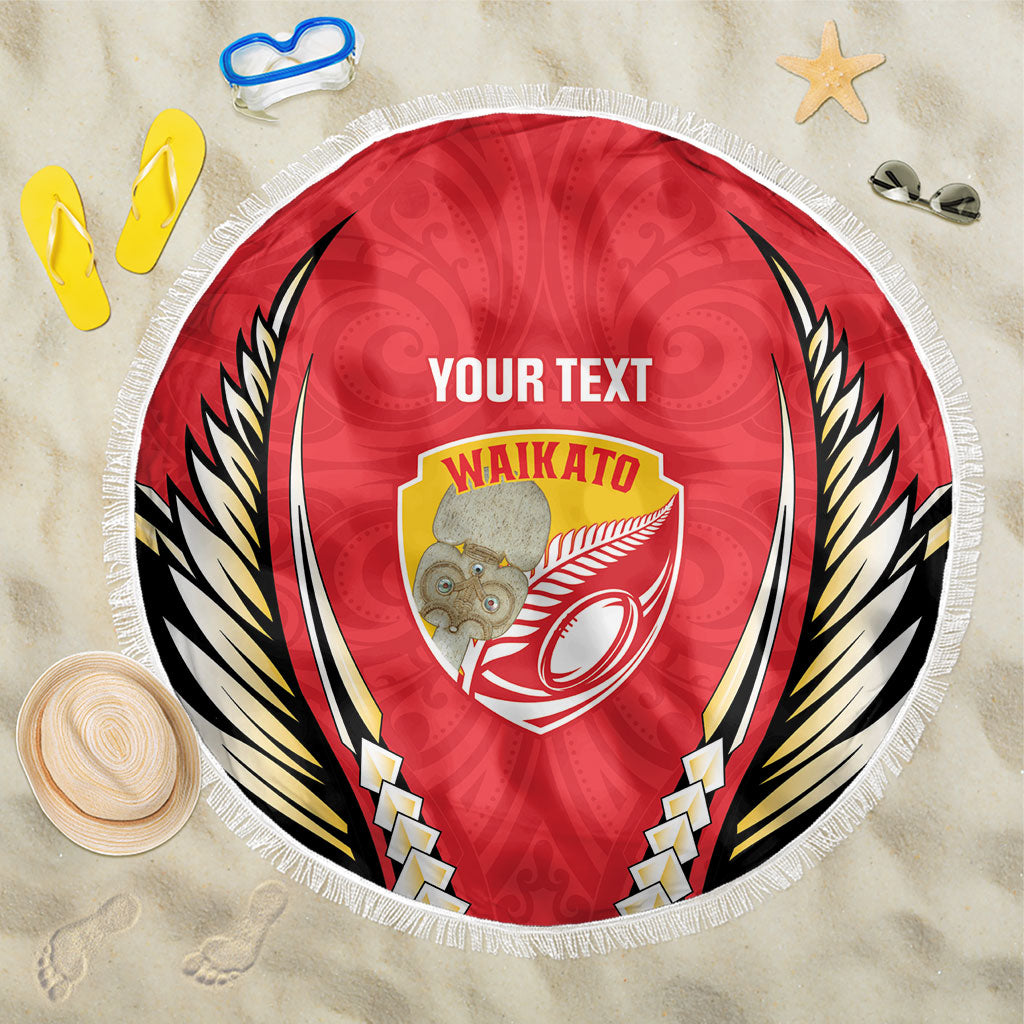 Waikato 2026 Rugby Custom Beach Blanket NZ Maori Silver Fern