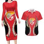 Waikato 2026 Rugby Custom Couples Matching Long Sleeve Bodycon Dress and Hawaiian Shirt NZ Maori Silver Fern