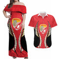 Waikato 2026 Rugby Custom Couples Matching Off Shoulder Maxi Dress and Hawaiian Shirt NZ Maori Silver Fern