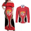 Waikato 2026 Rugby Custom Couples Matching Off Shoulder Maxi Dress and Long Sleeve Button Shirt NZ Maori Silver Fern