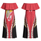 Waikato 2026 Rugby Custom Couples Matching Off Shoulder Maxi Dress and Long Sleeve Button Shirt NZ Maori Silver Fern LT14