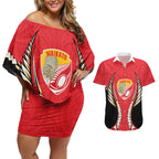 Waikato 2026 Rugby Custom Couples Matching Off Shoulder Short Dress and Hawaiian Shirt NZ Maori Silver Fern