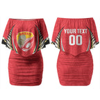 Waikato 2026 Rugby Custom Couples Matching Off Shoulder Short Dress and Long Sleeve Button Shirt NZ Maori Silver Fern LT14