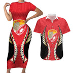 Waikato 2026 Rugby Custom Couples Matching Short Sleeve Bodycon Dress and Hawaiian Shirt NZ Maori Silver Fern