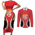 Waikato 2026 Rugby Custom Couples Matching Short Sleeve Bodycon Dress and Long Sleeve Button Shirt NZ Maori Silver Fern