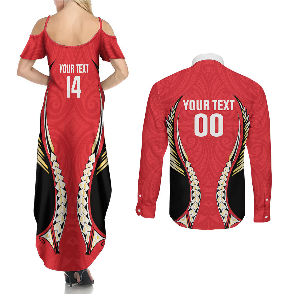 Waikato 2026 Rugby Custom Couples Matching Summer Maxi Dress and Long Sleeve Button Shirt NZ Maori Silver Fern