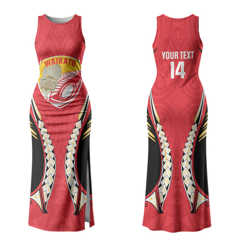 Waikato 2026 Rugby Custom Couples Matching Tank Maxi Dress and Long Sleeve Button Shirt NZ Maori Silver Fern LT14