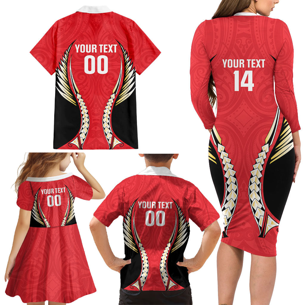 Waikato 2026 Rugby Custom Family Matching Long Sleeve Bodycon Dress and Hawaiian Shirt NZ Maori Silver Fern