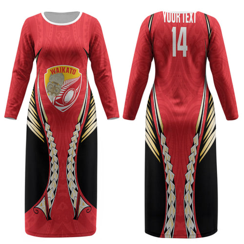 Waikato 2026 Rugby Custom Family Matching Long Sleeve Bodycon Dress and Hawaiian Shirt NZ Maori Silver Fern
