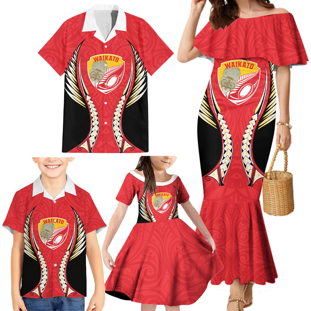 Waikato 2026 Rugby Custom Family Matching Mermaid Dress and Hawaiian Shirt NZ Maori Silver Fern