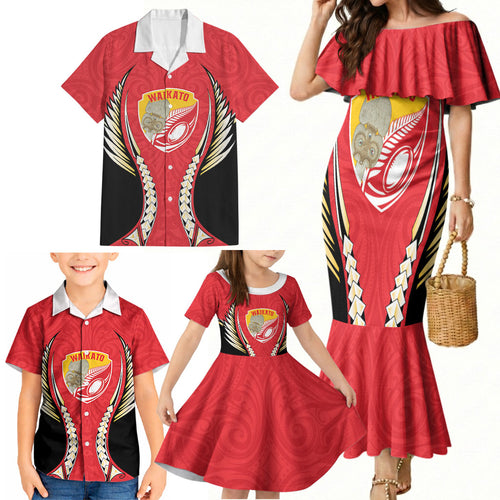 Waikato 2026 Rugby Custom Family Matching Mermaid Dress and Hawaiian Shirt NZ Maori Silver Fern