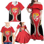 Waikato 2026 Rugby Custom Family Matching Off Shoulder Maxi Dress and Hawaiian Shirt NZ Maori Silver Fern