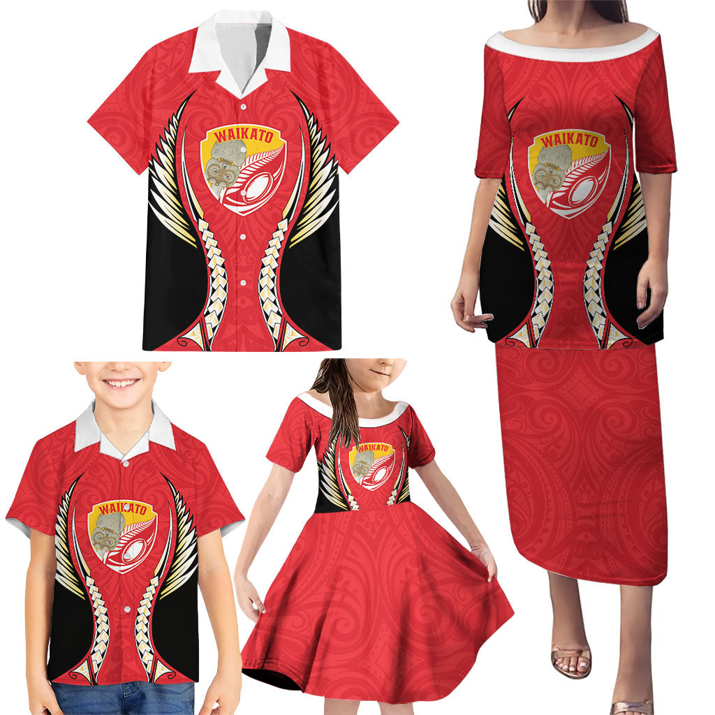 Waikato 2026 Rugby Custom Family Matching Puletasi and Hawaiian Shirt NZ Maori Silver Fern