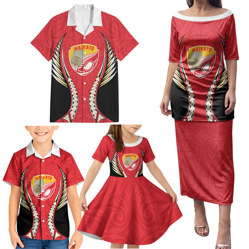 Waikato 2026 Rugby Custom Family Matching Puletasi and Hawaiian Shirt NZ Maori Silver Fern