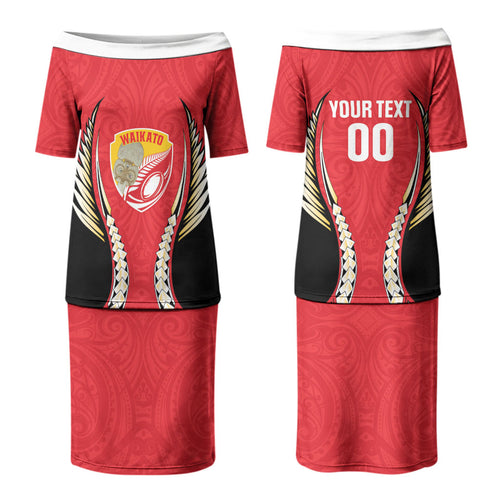 Waikato 2026 Rugby Custom Family Matching Puletasi and Hawaiian Shirt NZ Maori Silver Fern