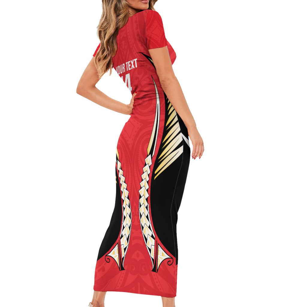 Waikato 2026 Rugby Custom Family Matching Short Sleeve Bodycon Dress and Hawaiian Shirt NZ Maori Silver Fern