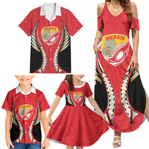 Waikato 2026 Rugby Custom Family Matching Summer Maxi Dress and Hawaiian Shirt NZ Maori Silver Fern