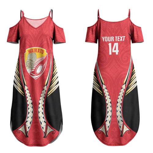 Waikato 2026 Rugby Custom Family Matching Summer Maxi Dress and Hawaiian Shirt NZ Maori Silver Fern