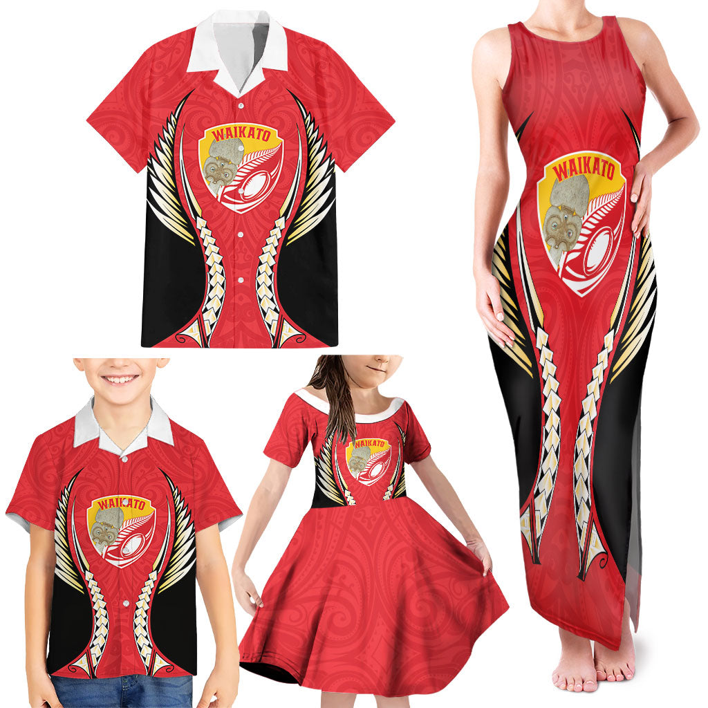 Waikato 2026 Rugby Custom Family Matching Tank Maxi Dress and Hawaiian Shirt NZ Maori Silver Fern