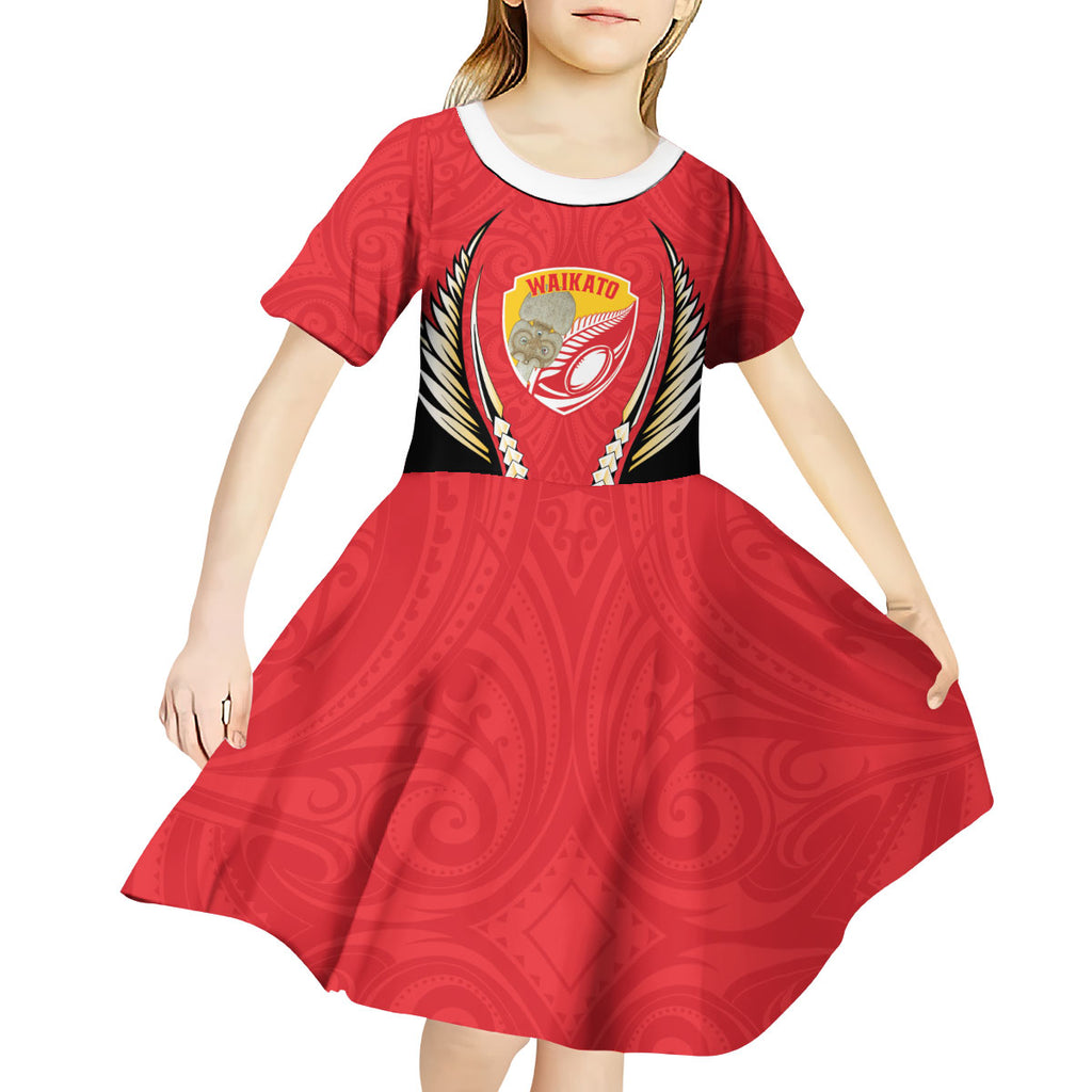 Waikato 2026 Rugby Custom Kid Short Sleeve Dress NZ Maori Silver Fern