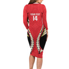 Waikato 2026 Rugby Custom Long Sleeve Bodycon Dress NZ Maori Silver Fern