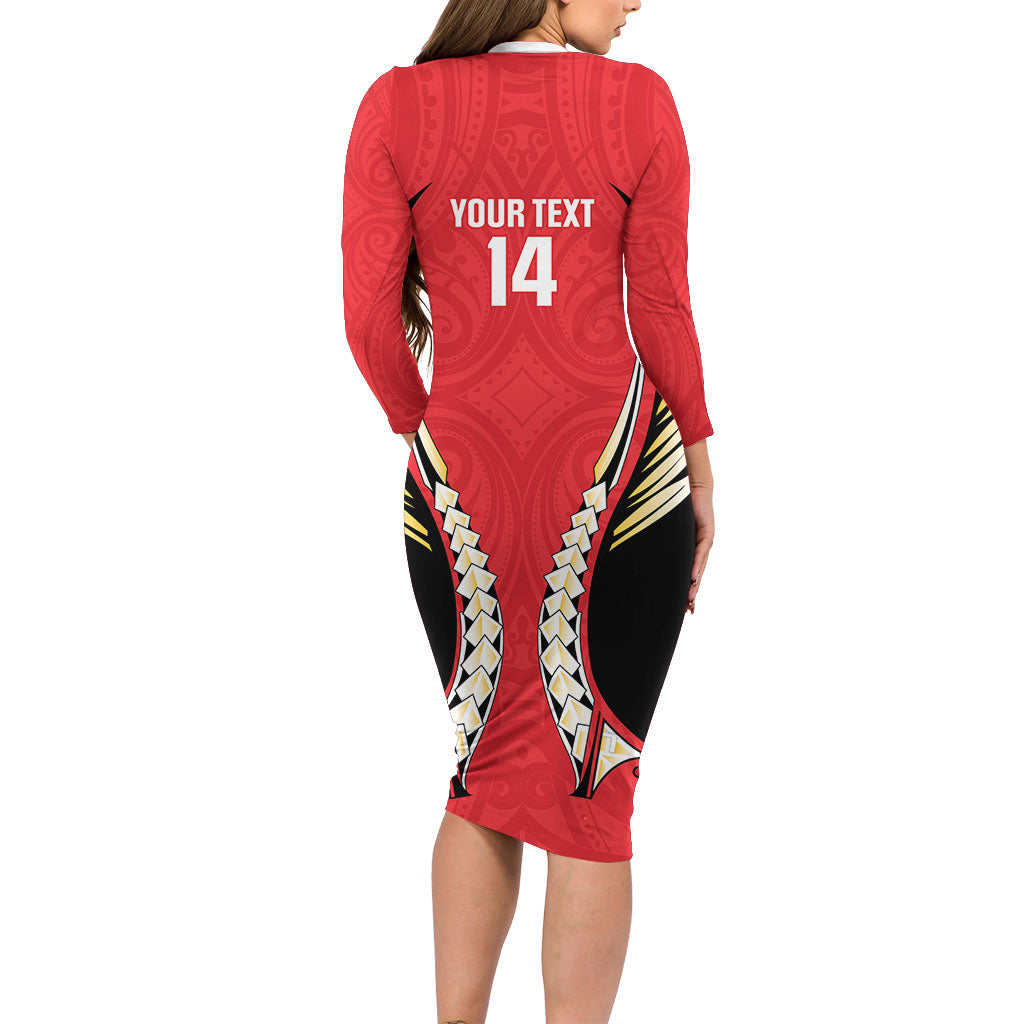 Waikato 2026 Rugby Custom Long Sleeve Bodycon Dress NZ Maori Silver Fern