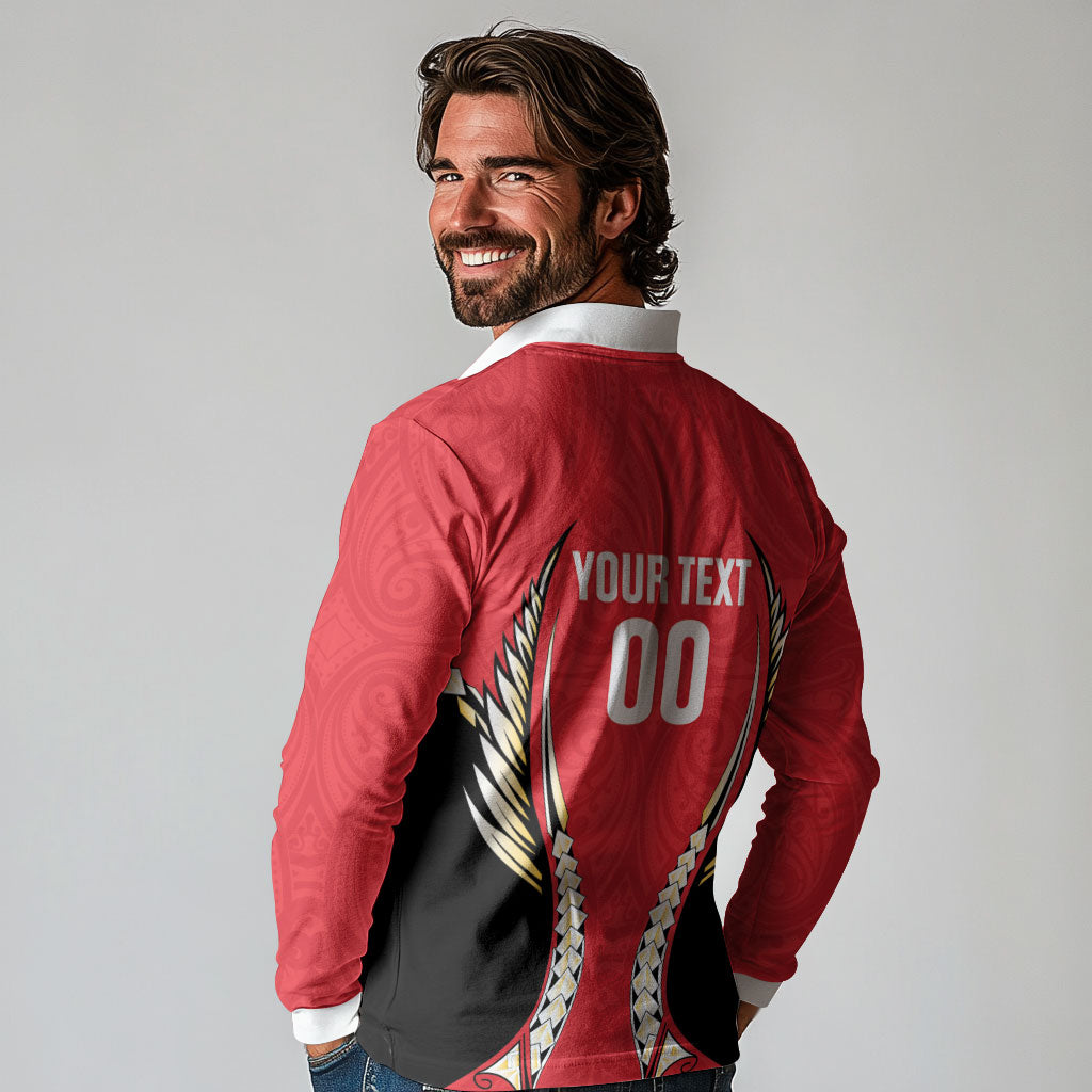 Waikato 2026 Rugby Custom Long Sleeve Polo Shirt NZ Maori Silver Fern