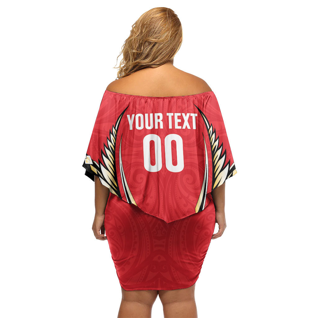Waikato 2026 Rugby Custom Off Shoulder Short Dress NZ Maori Silver Fern