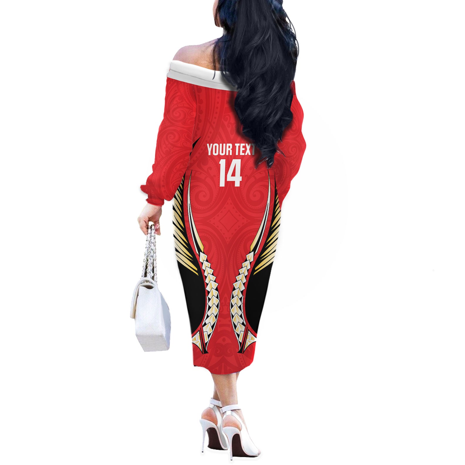 Waikato 2026 Rugby Custom Off The Shoulder Long Sleeve Dress NZ Maori Silver Fern