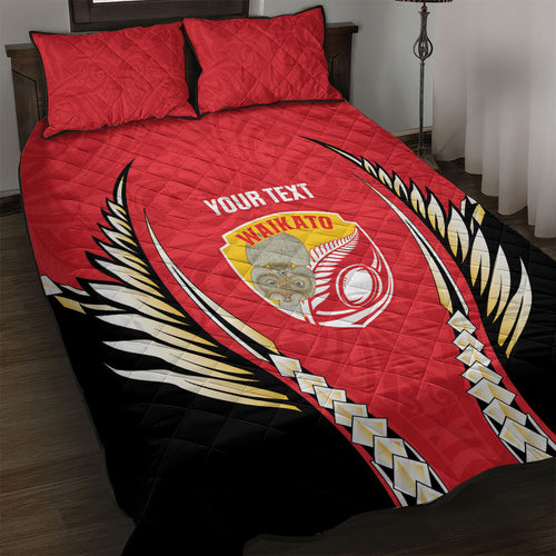 Waikato 2026 Rugby Custom Quilt Bed Set NZ Maori Silver Fern