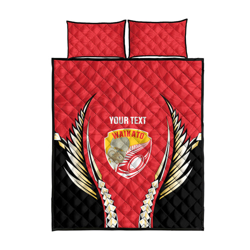 Waikato 2026 Rugby Custom Quilt Bed Set NZ Maori Silver Fern