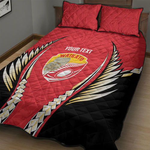 Waikato 2026 Rugby Custom Quilt Bed Set NZ Maori Silver Fern