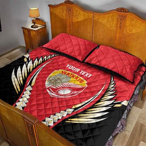 Waikato 2026 Rugby Custom Quilt Bed Set NZ Maori Silver Fern
