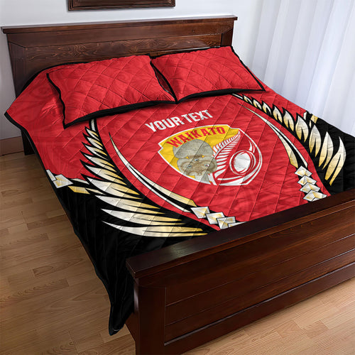 Waikato 2026 Rugby Custom Quilt Bed Set NZ Maori Silver Fern