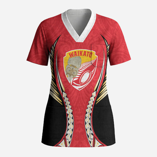 Waikato 2026 Rugby Custom Scrub Top NZ Maori Silver Fern
