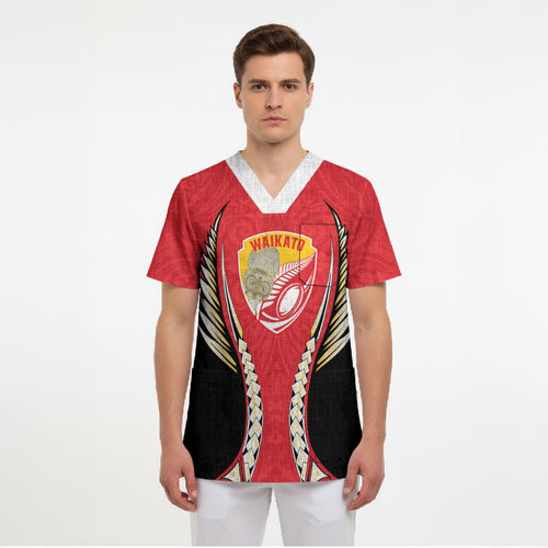 Waikato 2026 Rugby Custom Scrub Top NZ Maori Silver Fern