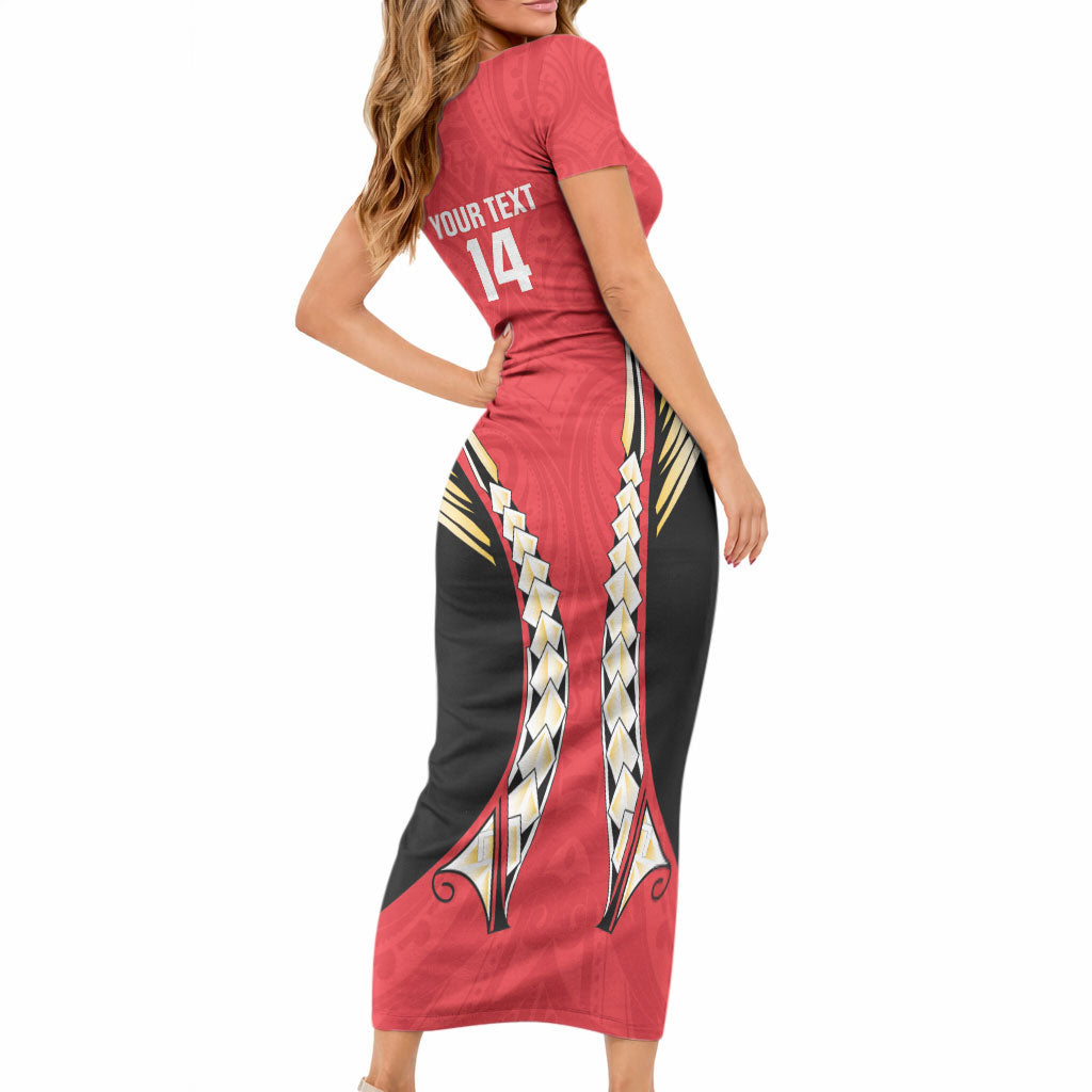 Waikato 2026 Rugby Custom Short Sleeve Bodycon Dress NZ Maori Silver Fern LT14