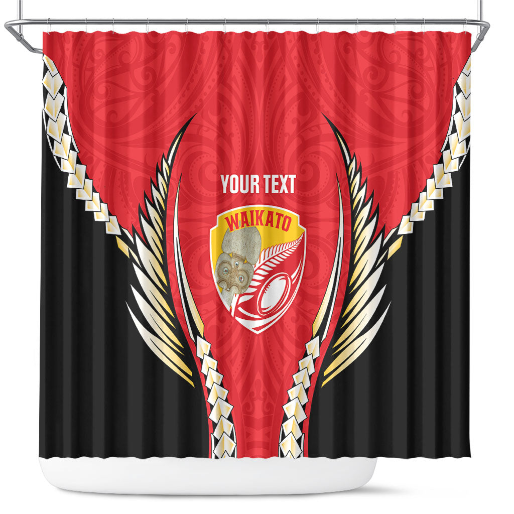 Waikato 2026 Rugby Custom Shower Curtain NZ Maori Silver Fern