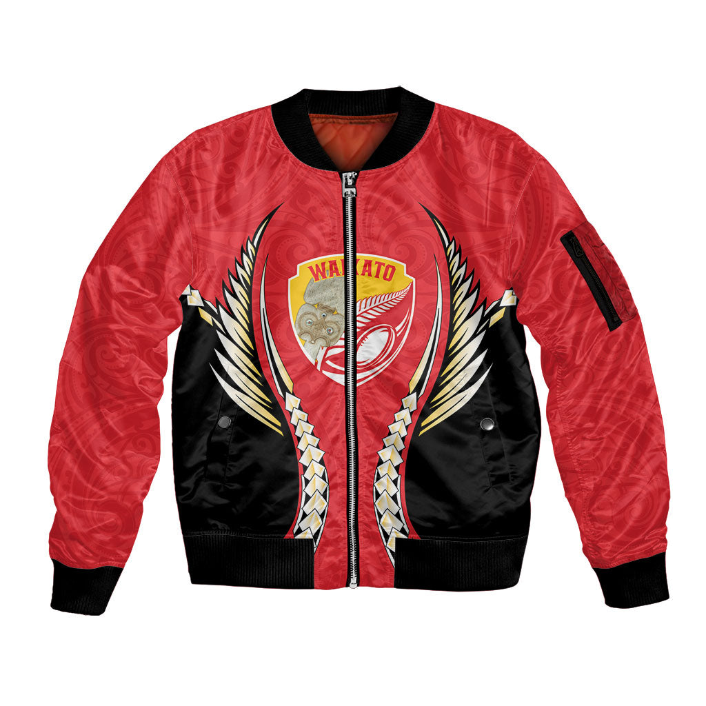 Waikato 2026 Rugby Custom Sleeve Zip Bomber Jacket NZ Maori Silver Fern