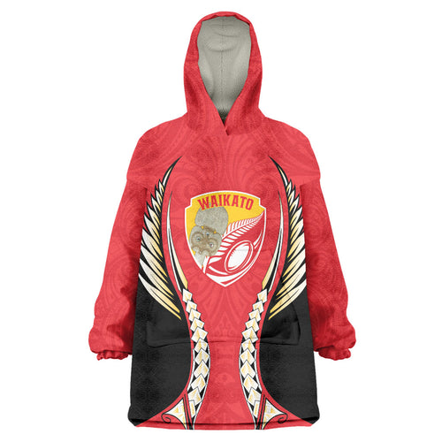 Waikato 2026 Rugby Custom Wearable Blanket Hoodie NZ Maori Silver Fern